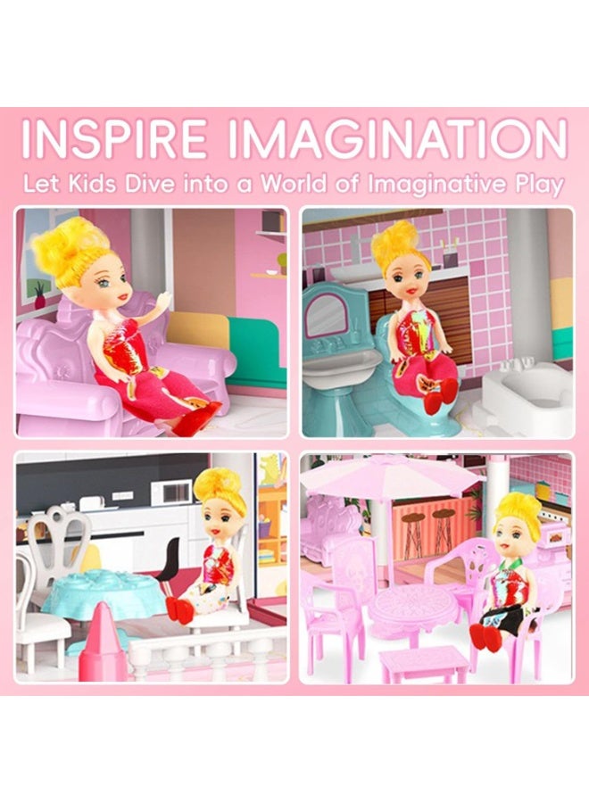 DMG TECH Doll House Building Toys With Elevator, Slide, Stairway, Lights, Furniture - DIY Ideas for 3-8 Year Old Kids Girls Gift - Image 2